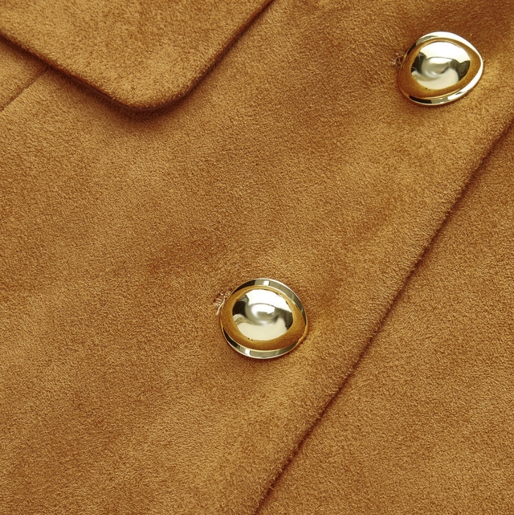 Commense Metal Button Suede Effect Keyhole-Neck Mini Dress SPU: OA250828011 - Picture 5 of 5